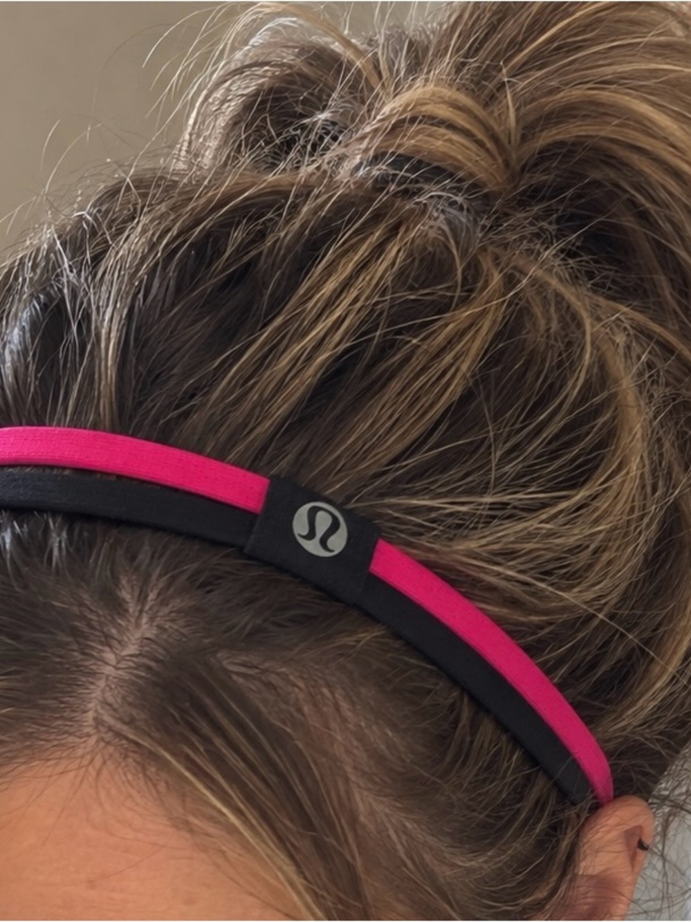 lululemon athletica Pink and Black Double Headband